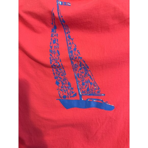 Krass & Co Nautical Beach Boat Lake Sail Boat Pocket T-shirt SZ XL Melon - Picture 4 of 8